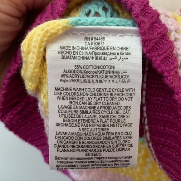 BCBGeneration White Purple Aqua Stripe Crochet Halter Tank Top Size M - Picture 6 of 10